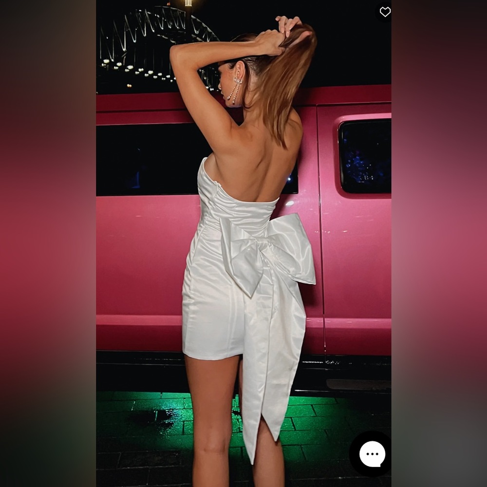 White Bow Mini Dress